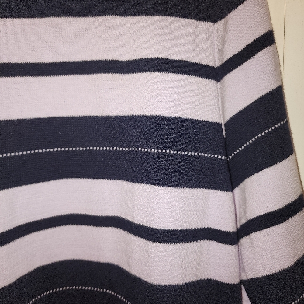 Talbots Navy and Lavender Striped 3/4 Sleeve Knit Top XLP - Picture 3 of 6